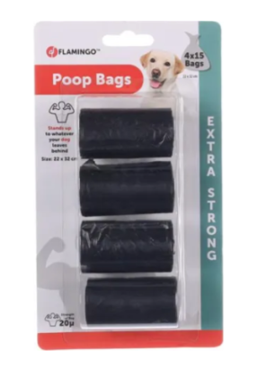 Poop bags Extra Strong svartir 4x15p
