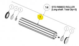 Baler roller long shaft 55mm